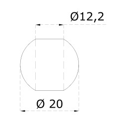Guľa priechodná ø 20 mm na trubku ø 12 mm, leštená AISI 304 Guľa priechodná ø 20 mm na trubku ø 12 mm, leštená AISI 304